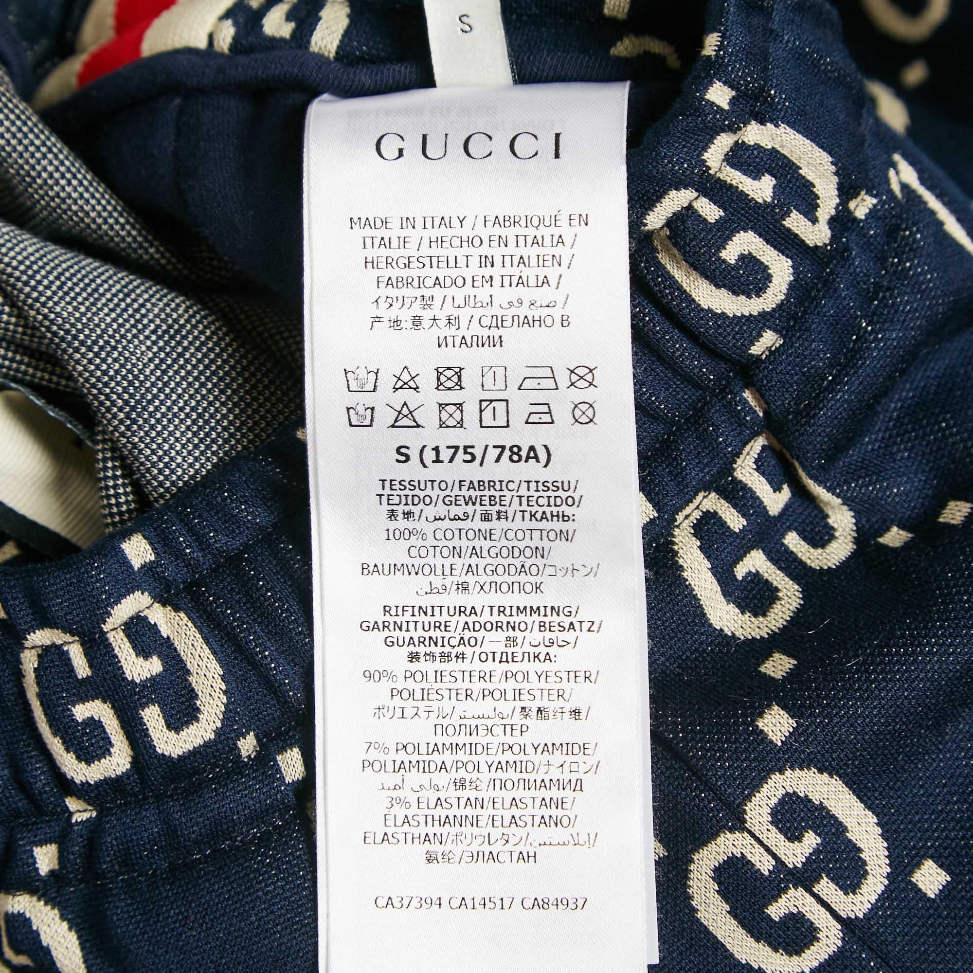 Gucci Blue GG Jacquard Knit Track Pants S 1