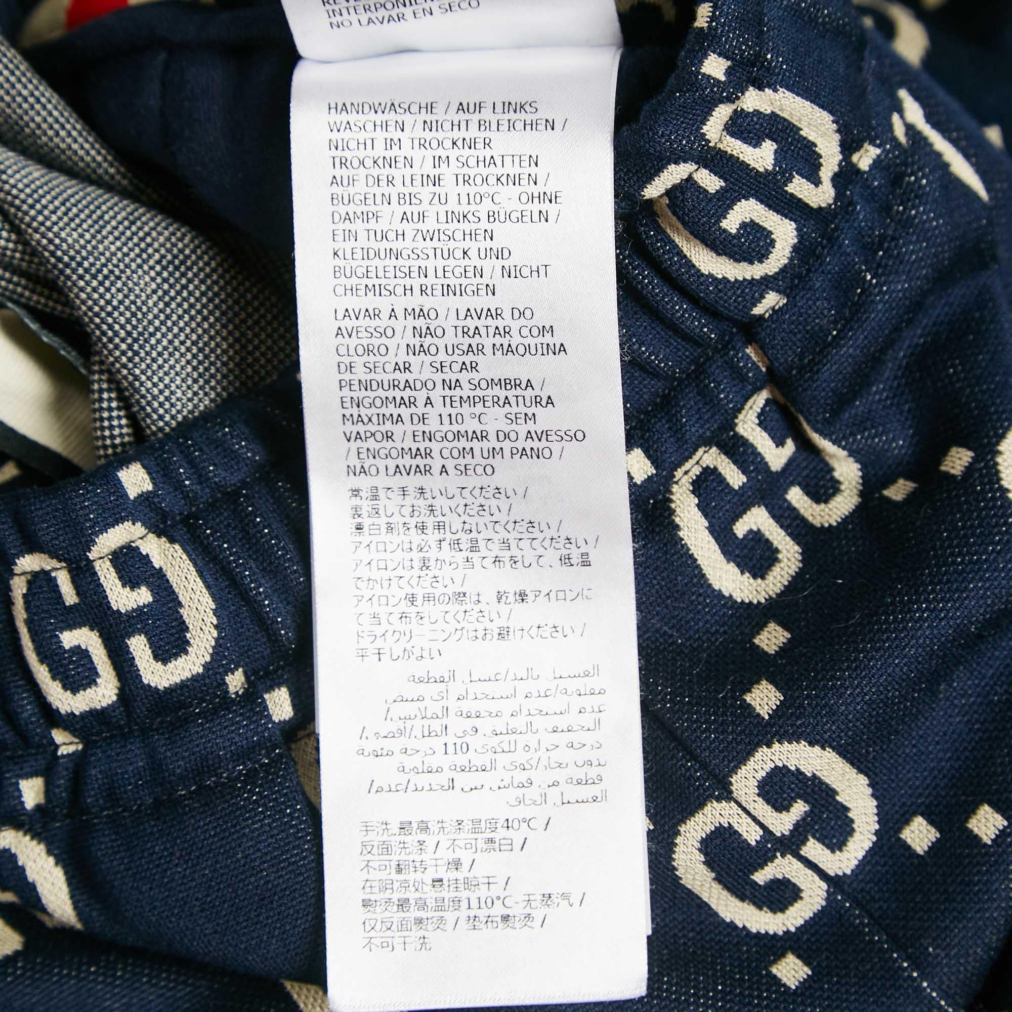 Gucci Blue GG Jacquard Knit Track Pants S 2