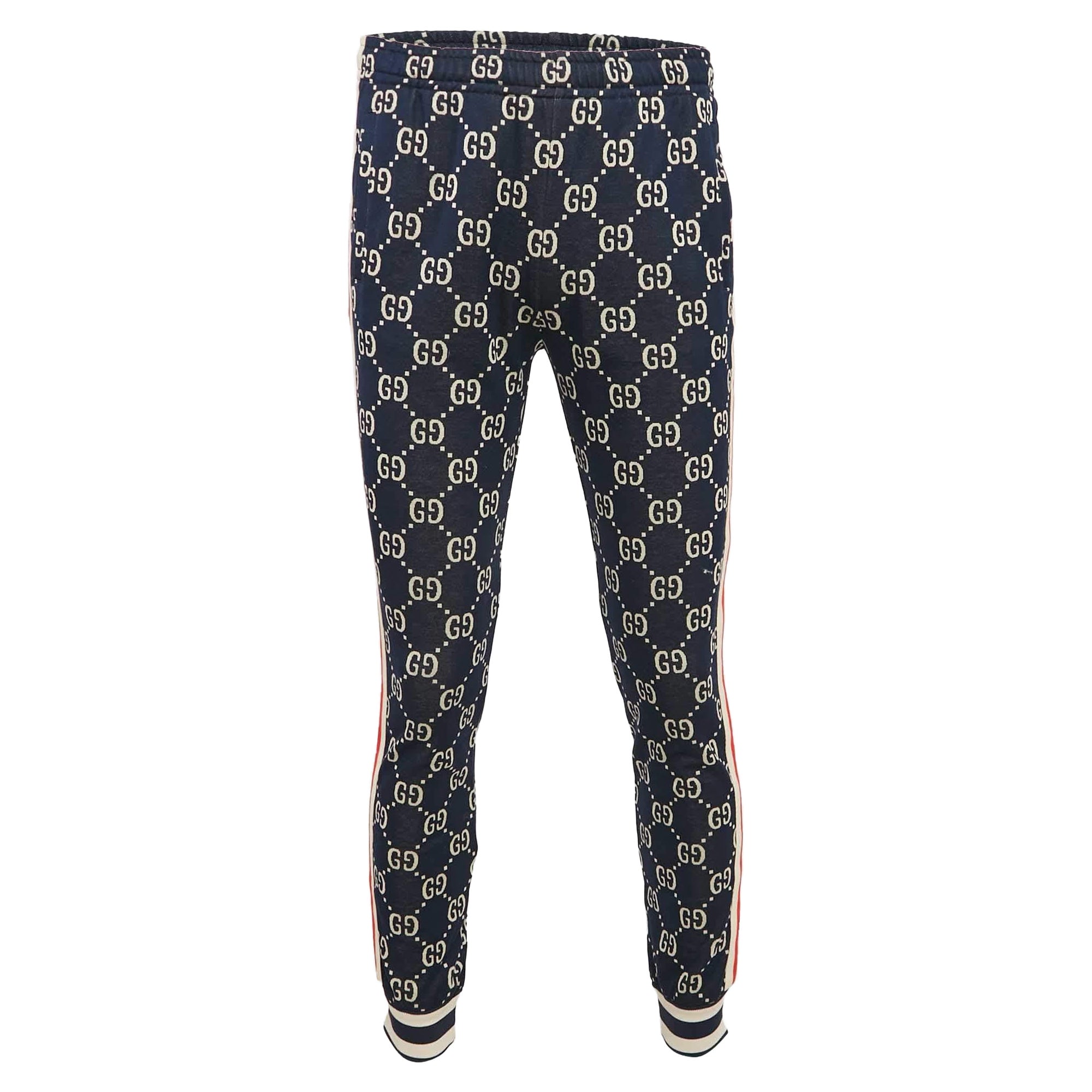 Gucci Blue GG Jacquard Knit Track Pants S