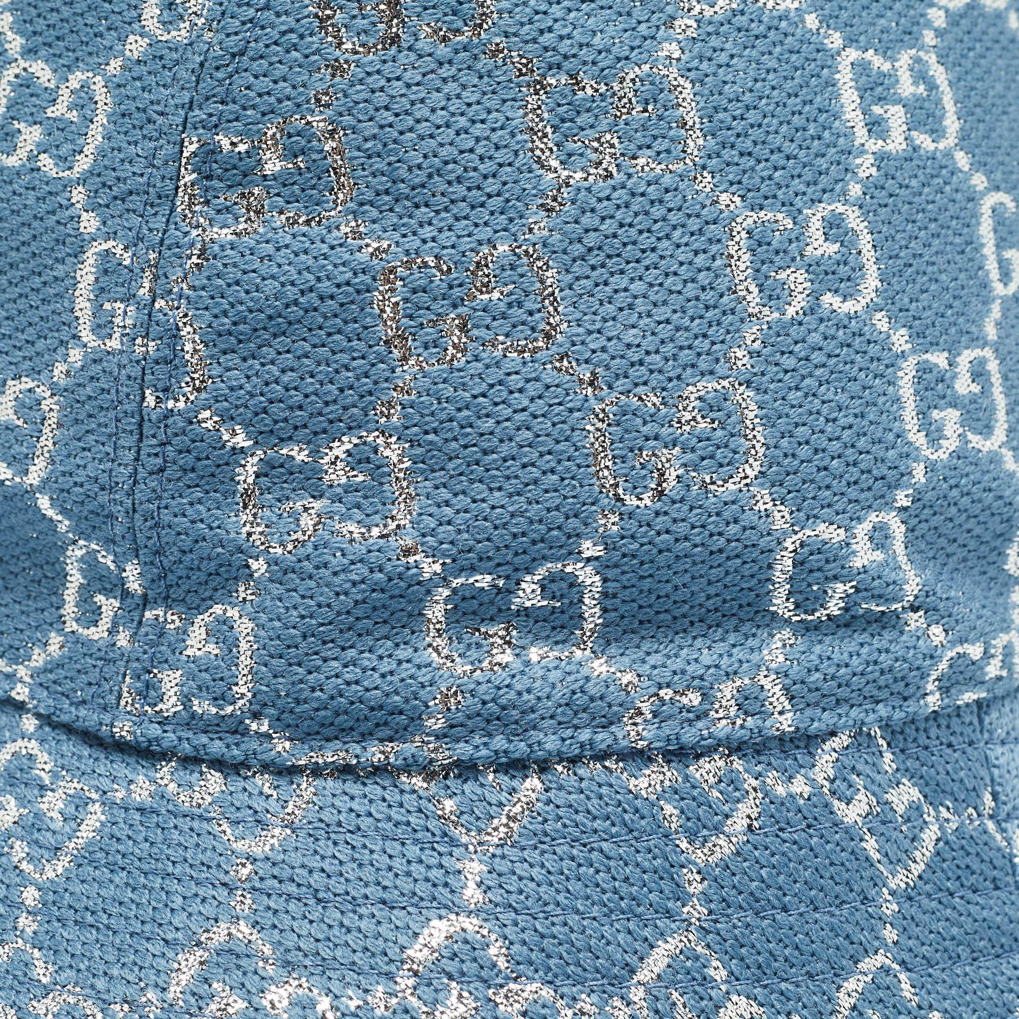 Gucci Blue GG Lamé Desert Bucket Hat M 1