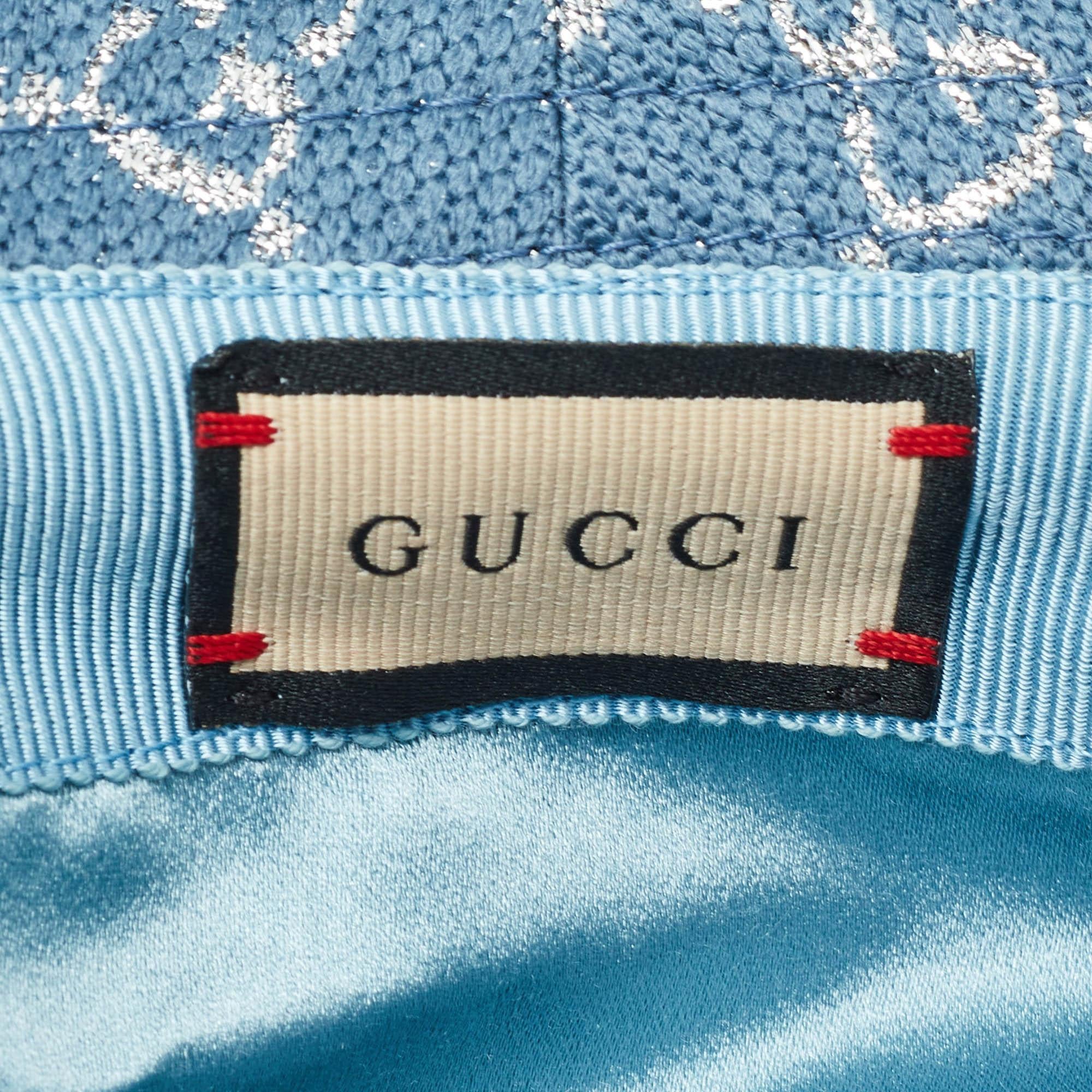 Gucci Blue GG Lamé Desert Bucket Hat M 2