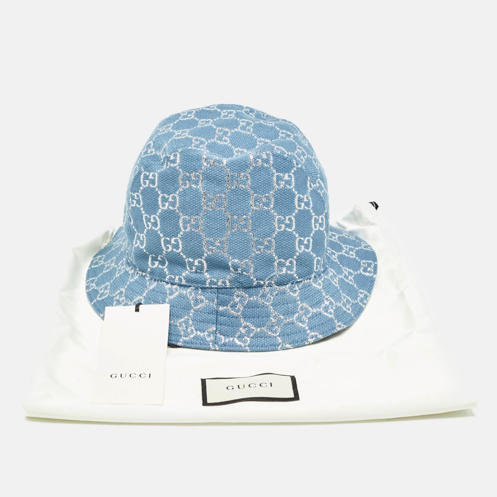 Gucci Blue GG Lamé Desert Bucket Hat M 5