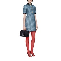 Gucci Blue GG Lamé Dress With Detachable Collar