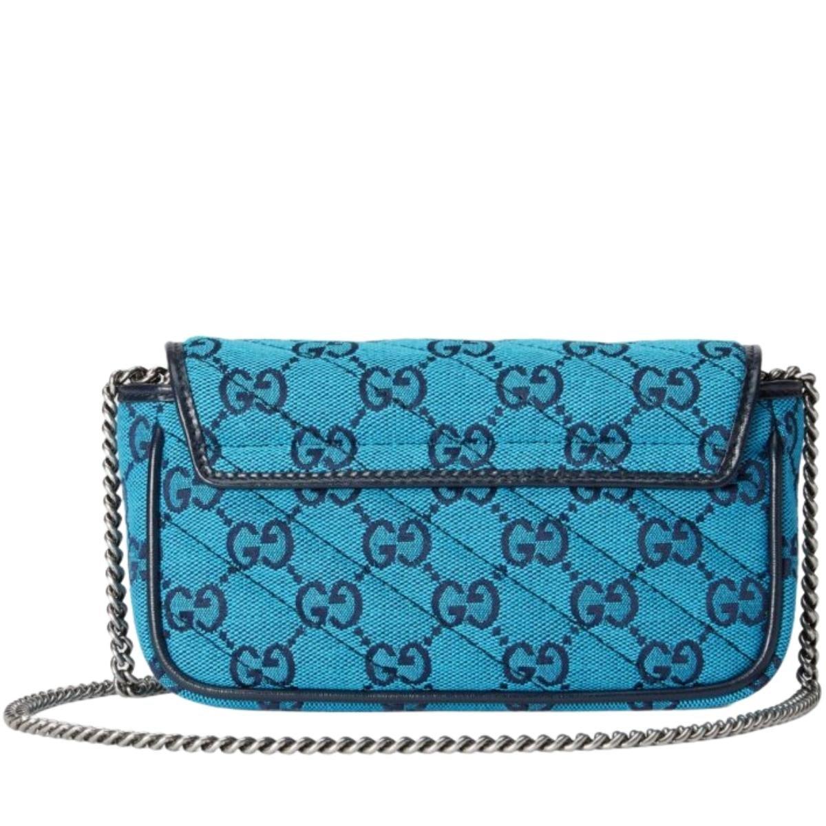 Gucci Bleu GG Marmont Multicolore Super Mini Bag Neuf - En vente à Brossard, QC