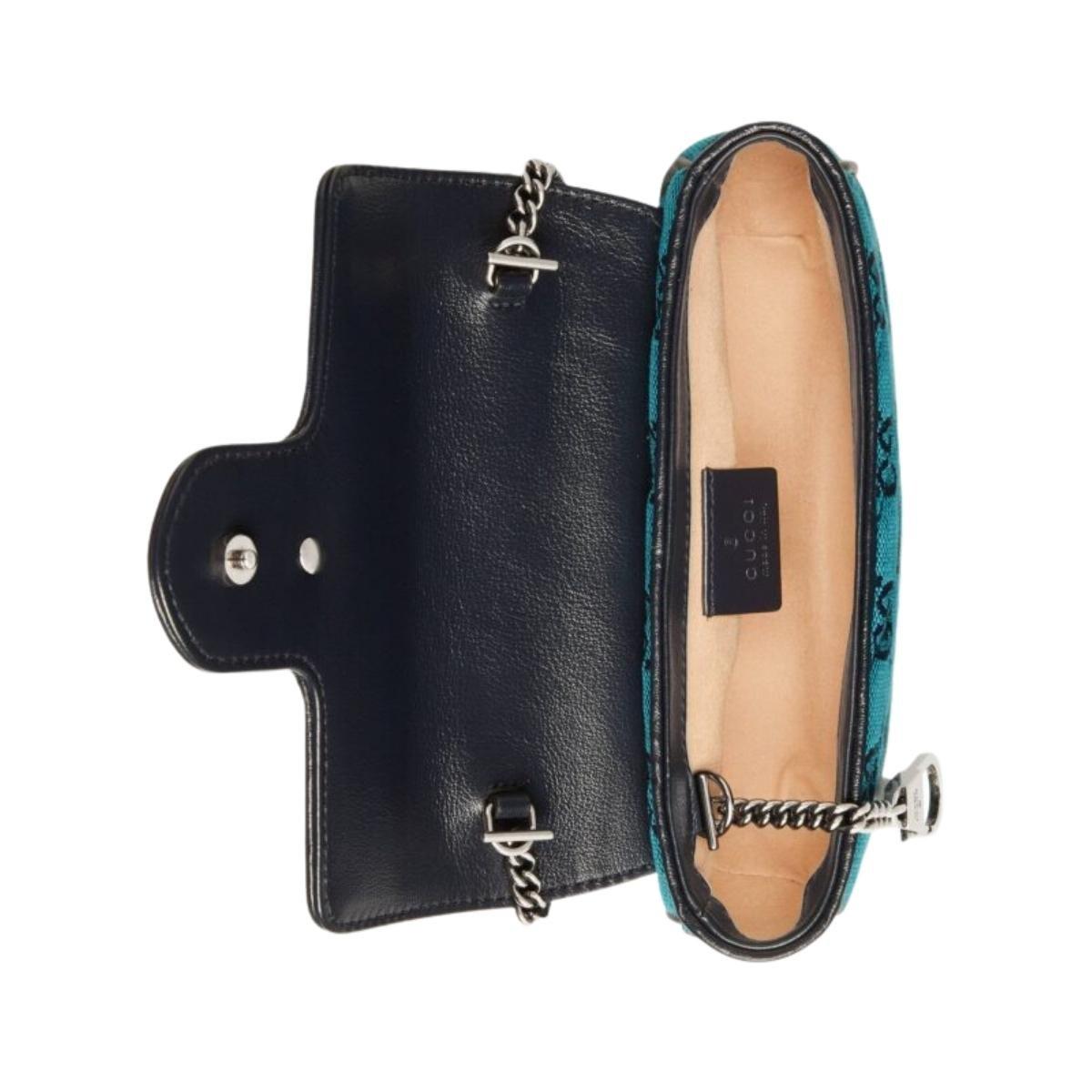 Gucci Blau GG Marmont Mehrfarbig Super Mini Tasche im Zustand „Neu“ im Angebot in Brossard, QC