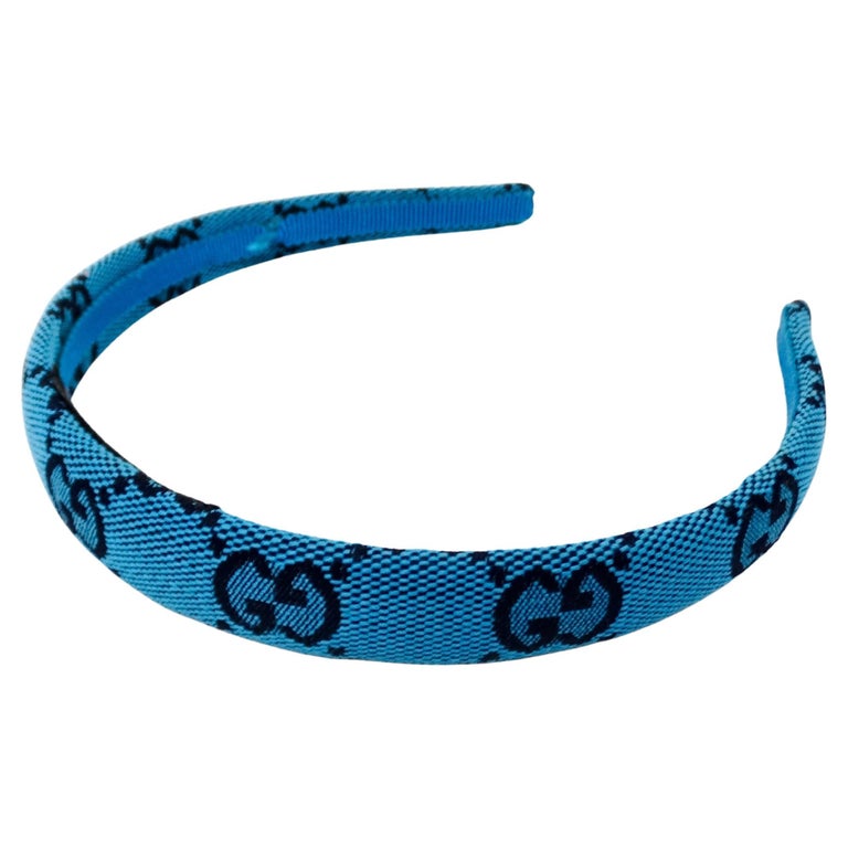 Gucci Blue GG Monogram Canvas Headband For Sale at 1stDibs display picture 1