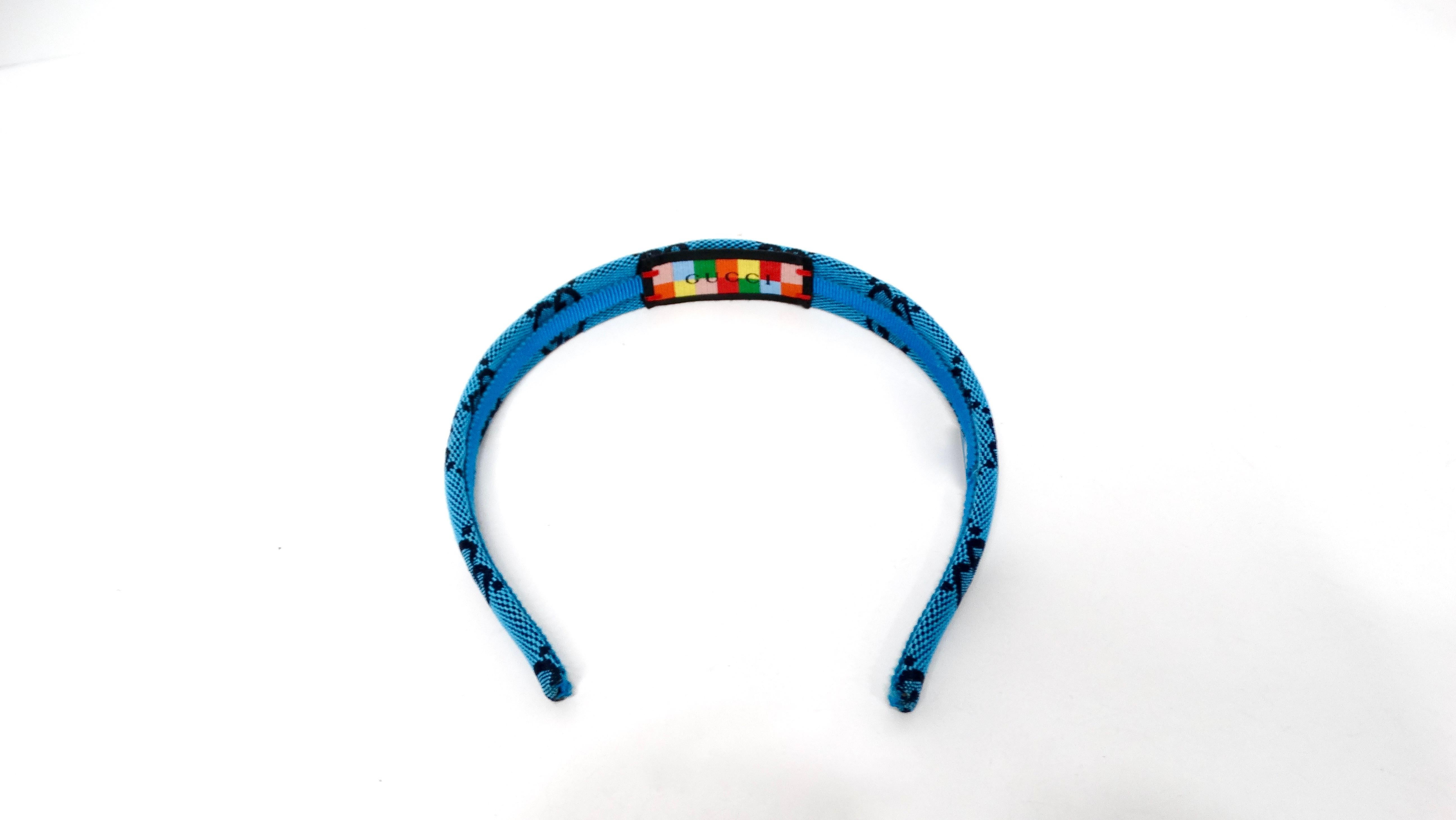 Women's Gucci Blue GG Monogram Canvas Headband For Sale