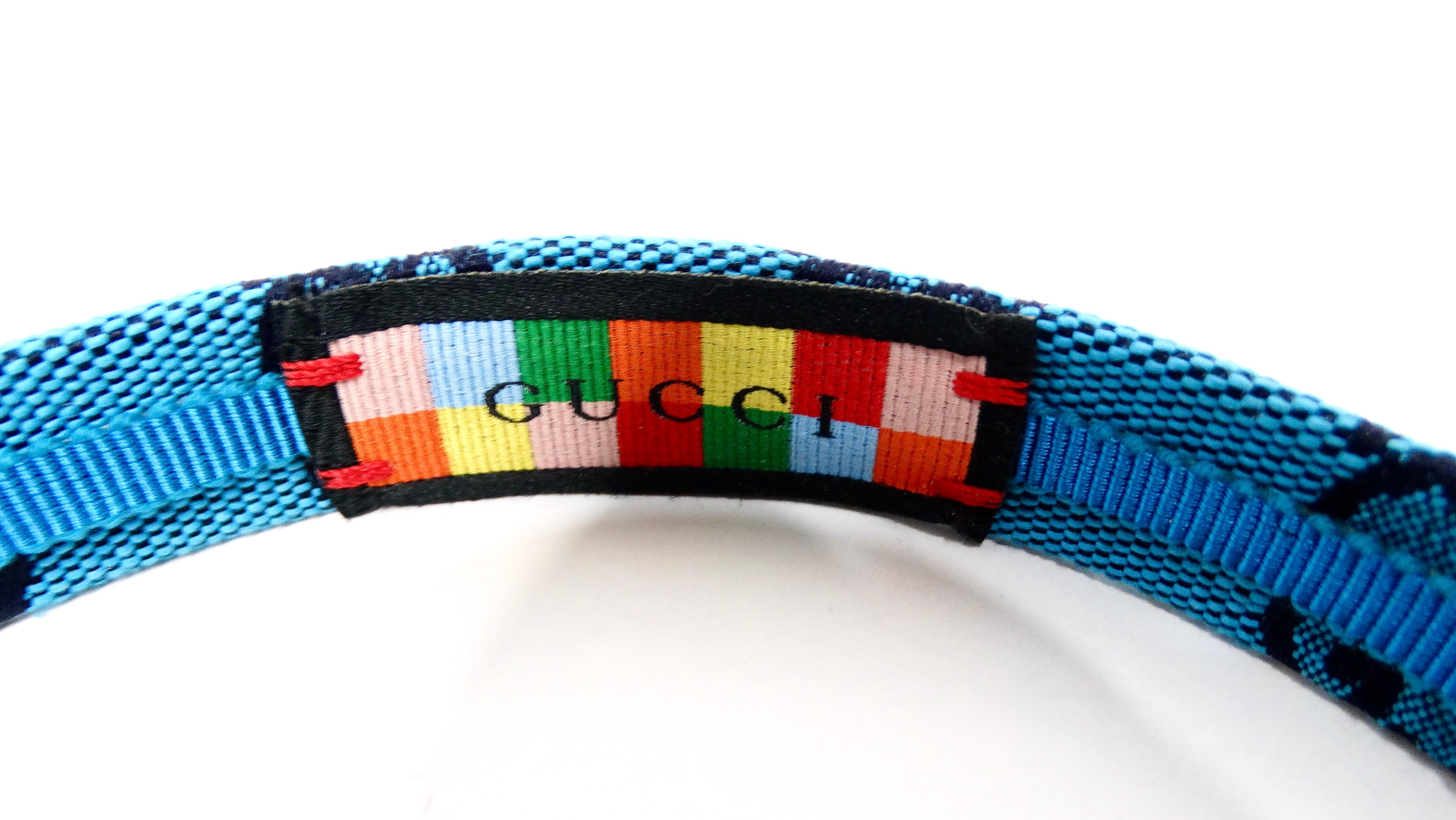 Gucci Blue GG Monogram Canvas Headband For Sale 1