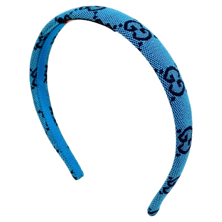 Gucci Blue GG Monogram Canvas Headband For Sale at 1stDibs display picture 3