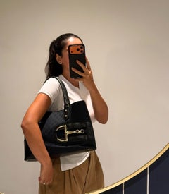 Gucci Blue GG Monogram Web Vintage Horsebit Hasler Tote