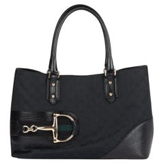 Gucci Blue GG Monogram Web Vintage Horsebit Hasler Tote