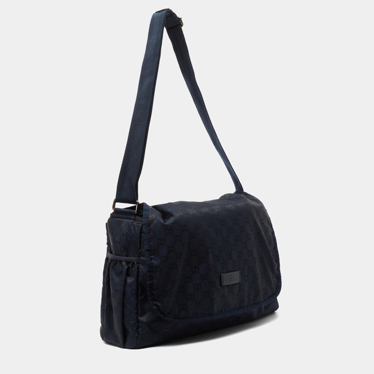 Gucci Blue GG Nylon Messenger Diaper Bag For Sale at 1stDibs