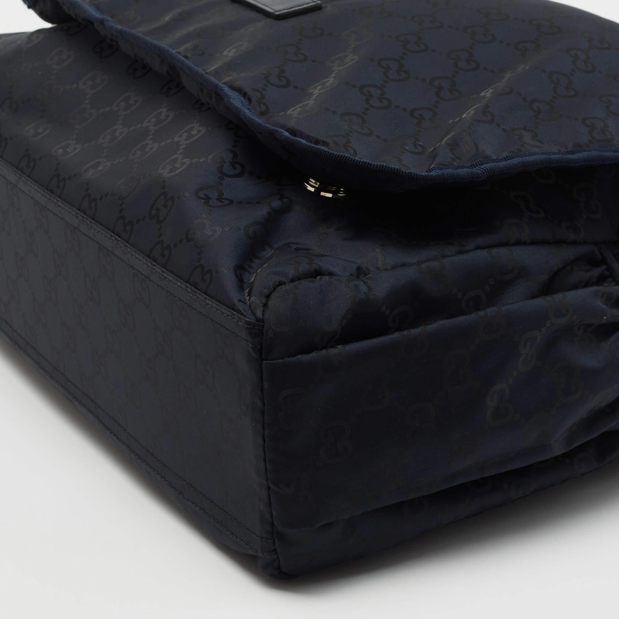 Gucci Blue GG Nylon Messenger Diaper Bag 1