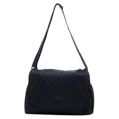 Gucci Blue GG Nylon Messenger Diaper Bag