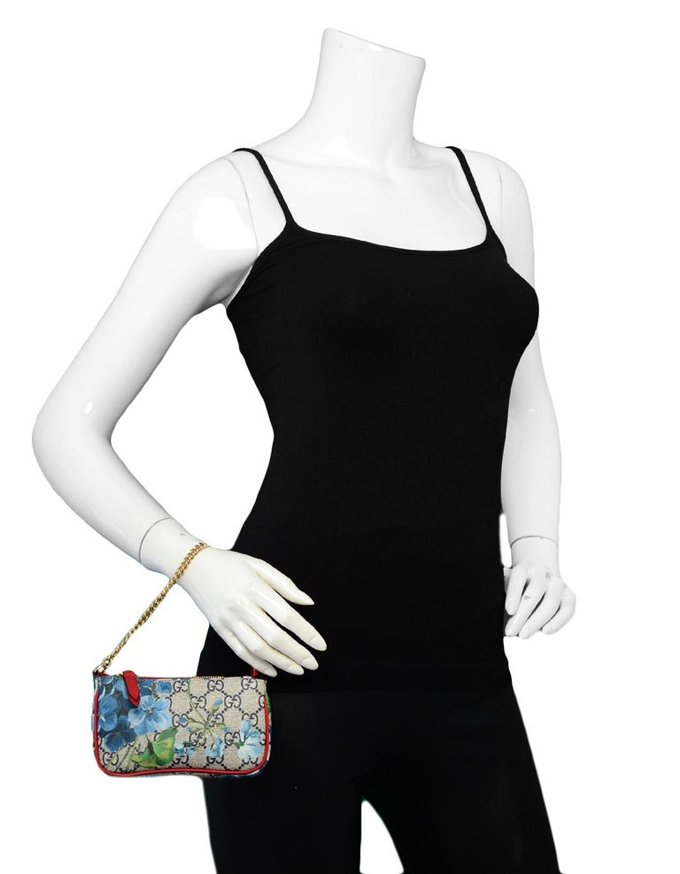Gucci Blue Gg Supreme Monogram Blooms Print Mini Chain Bag For Sale At 1stdibs