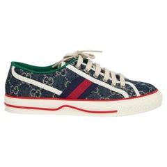 Used GUCCI blue GG TENNIS 1977 Sneakers GG Denim Shoes 37.5