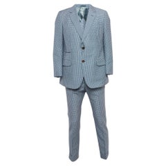 Gucci Blue Gingham Check Mohair Singled Breasted Suit XXL/L