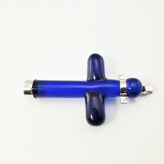 Gucci Blue Glass and Sterling Silver Cross Pendant