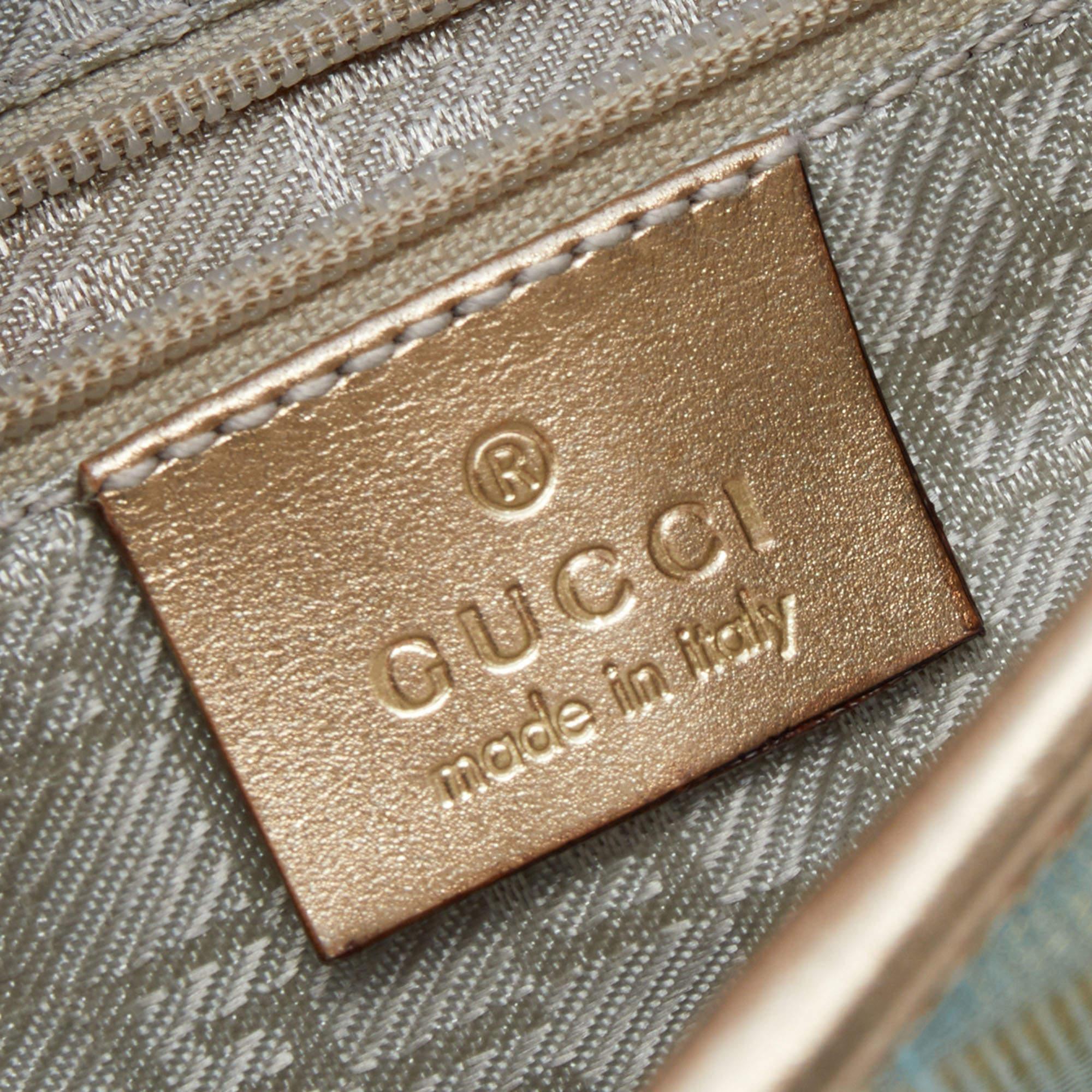 Gucci Blue/Gold Canvas and Leather Jackie O Hobo 1