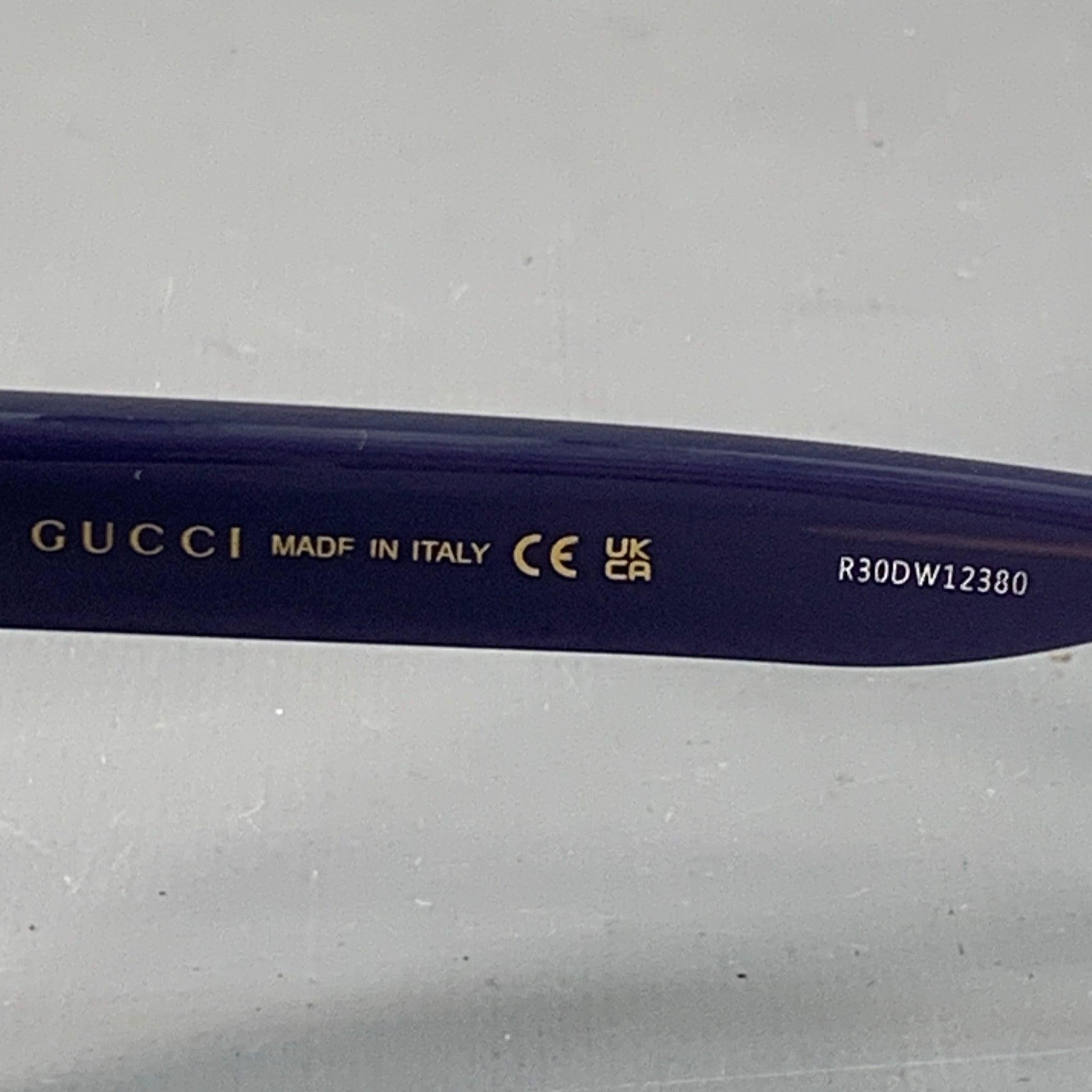 Occhiali da sole quadrati in acetato con monogram in oro blu GUCCI in vendita 1