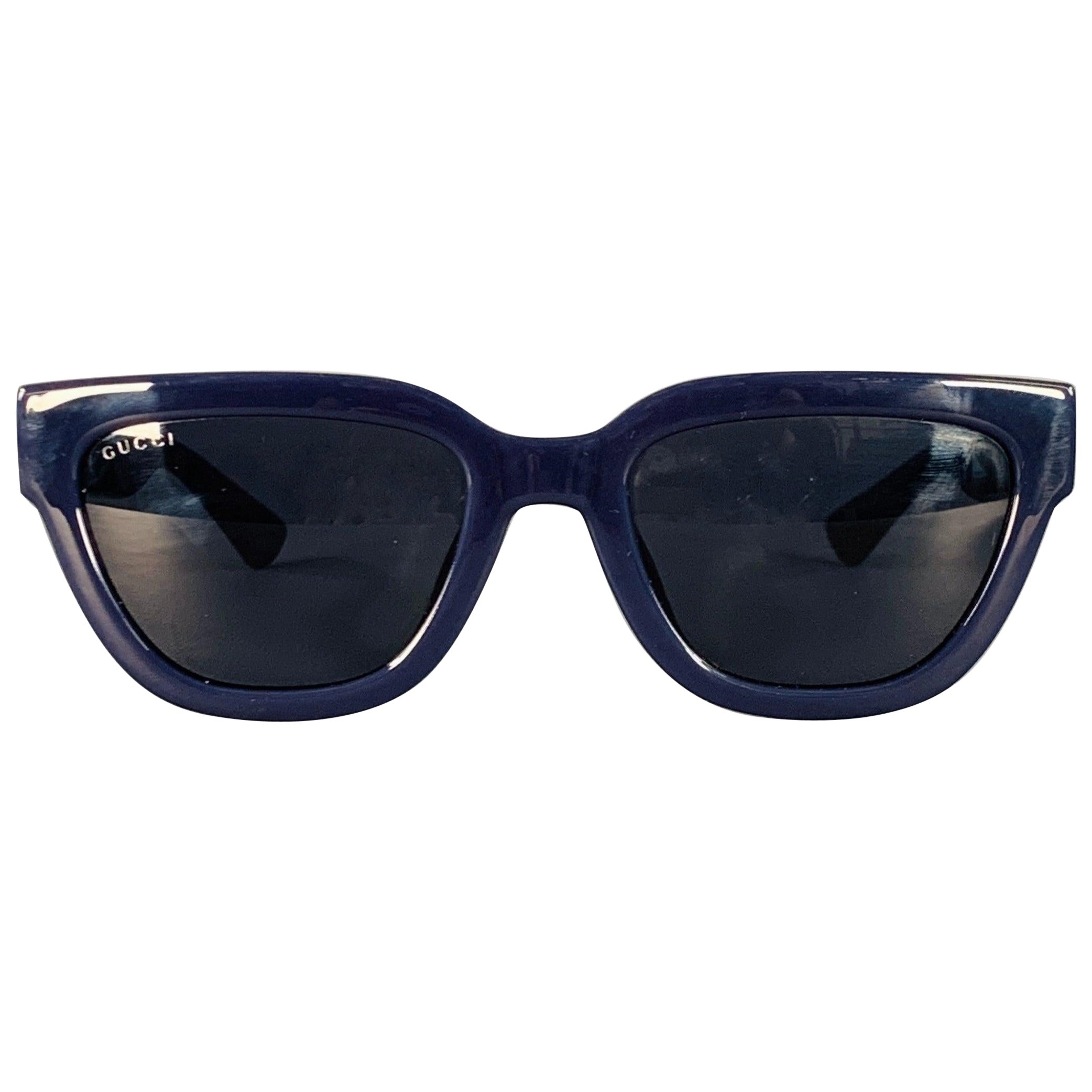 Occhiali da sole quadrati in acetato con monogram in oro blu GUCCI in vendita