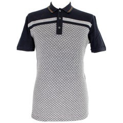 Gucci Blue Gray Cotton Check Polo Shirt 2000s