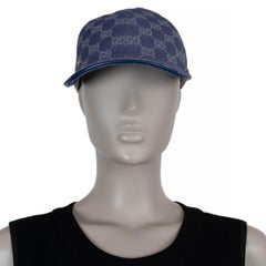GUCCI blue & grey GG canvas Baseball Cap Hat S