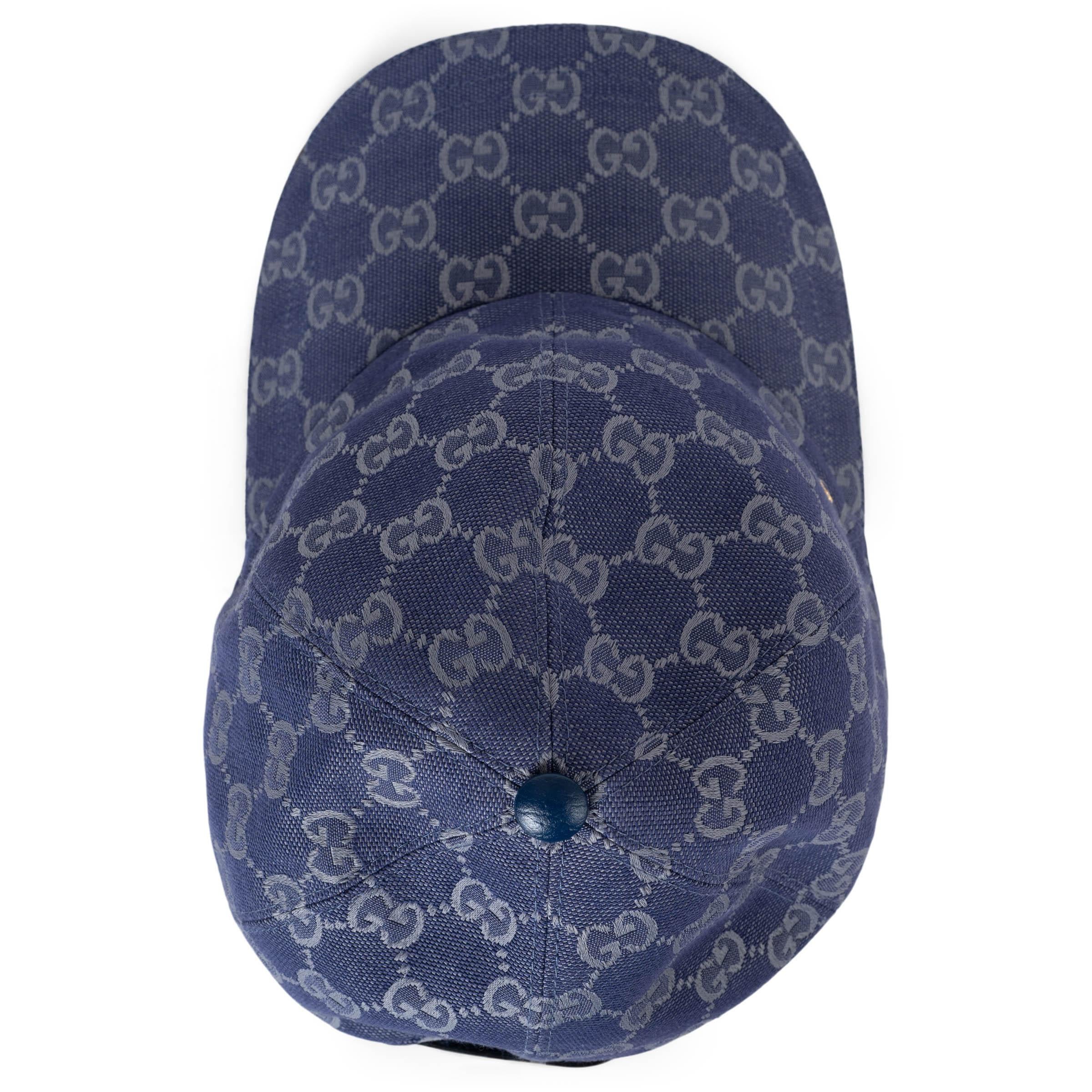 GUCCI Blau & Grau GG Segeltuch Baseballkappenhut S im Angebot 2
