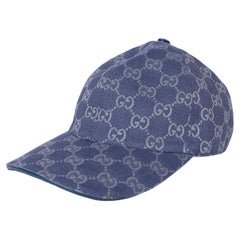 Gucci Cappello da baseball in tela GG blu e grigio CAP S