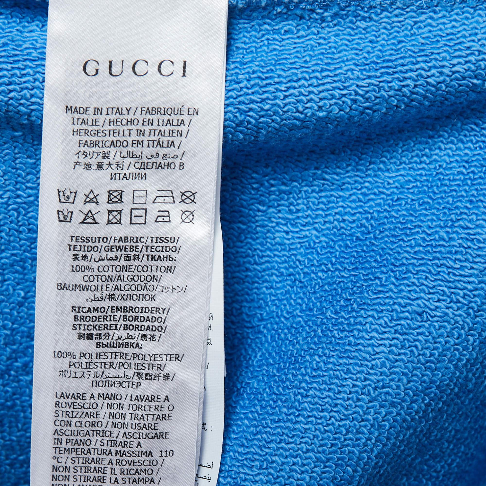 Gucci Blue Gucci Band Print Cotton Hooded Sweatshirt XXL 1