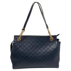 Gucci Blue Guccissima Leather Chain Shoulder Bag