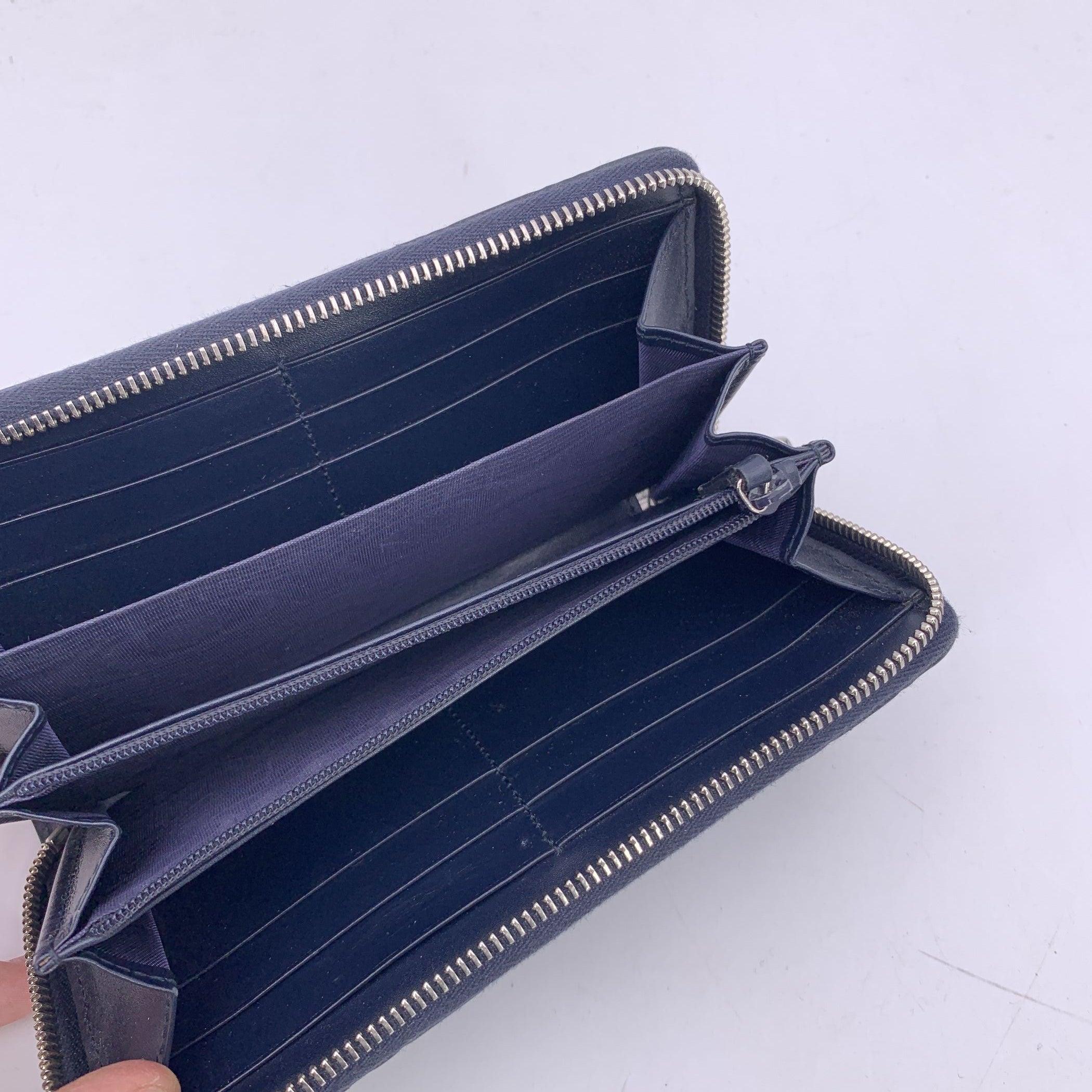 Black Gucci Blue Guccissima Leather Continental Zip Wallet Coin Purse For Sale