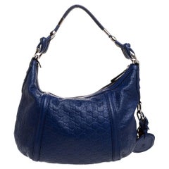 Gucci Blue Guccissima Leather Techno Horsebit Medium Hobo
