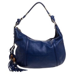 Gucci Blue Guccissima Leather Techno Horsebit Medium Hobo