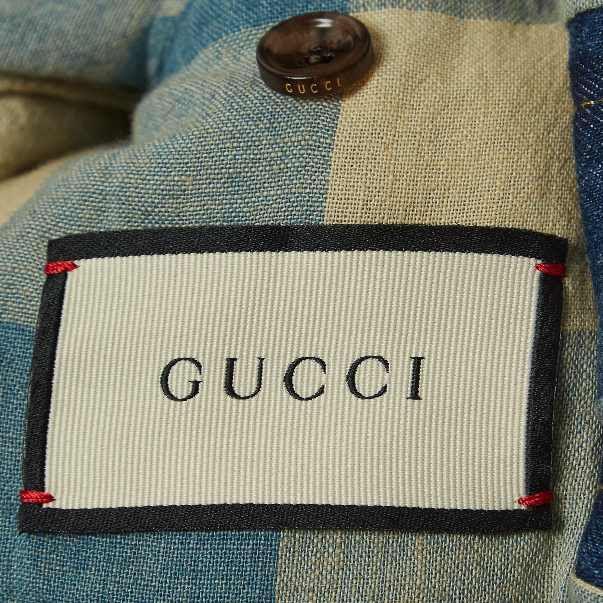 Gucci Blue Japanese Embroidered Denim Jacket L In Excellent Condition For Sale In Dubai, Al Qouz 2