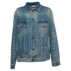 Blaue japanische bestickte Denim-Jacke von Gucci L