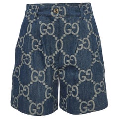 Gucci Blue Jumbo GG Denim High Waist Shorts M