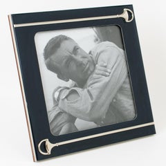 Gucci Lacquer and Silver Plate Picture Frame Equestrian Decor, circa 1970