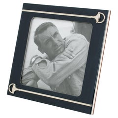 Vintage Gucci Lacquer and Silver Plate Picture Frame Equestrian Decor, circa 1970