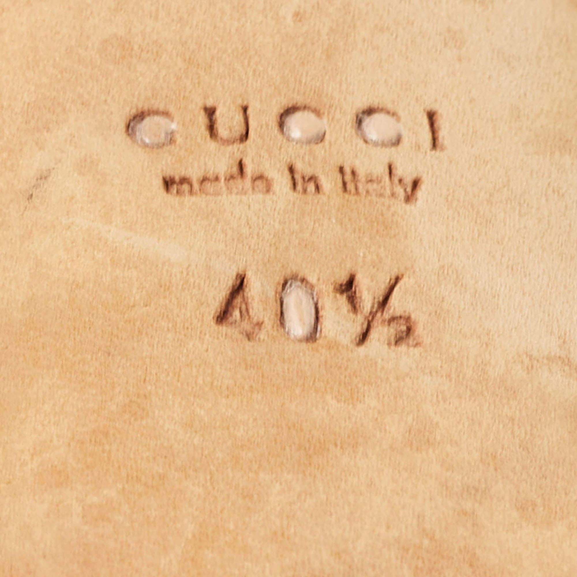 Gucci Blue/Lead Diamante Canvas And Leather Trim Icon Bit Peep Toe Pump Size40.5 For Sale 3