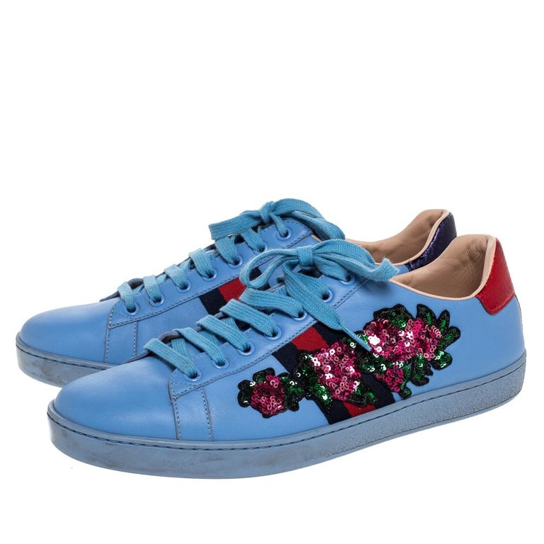 gucci ace embellished leather sneakers