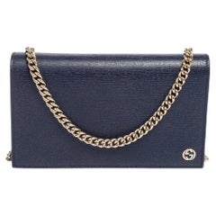 Gucci Blue Leather Betty Wallet on Chain