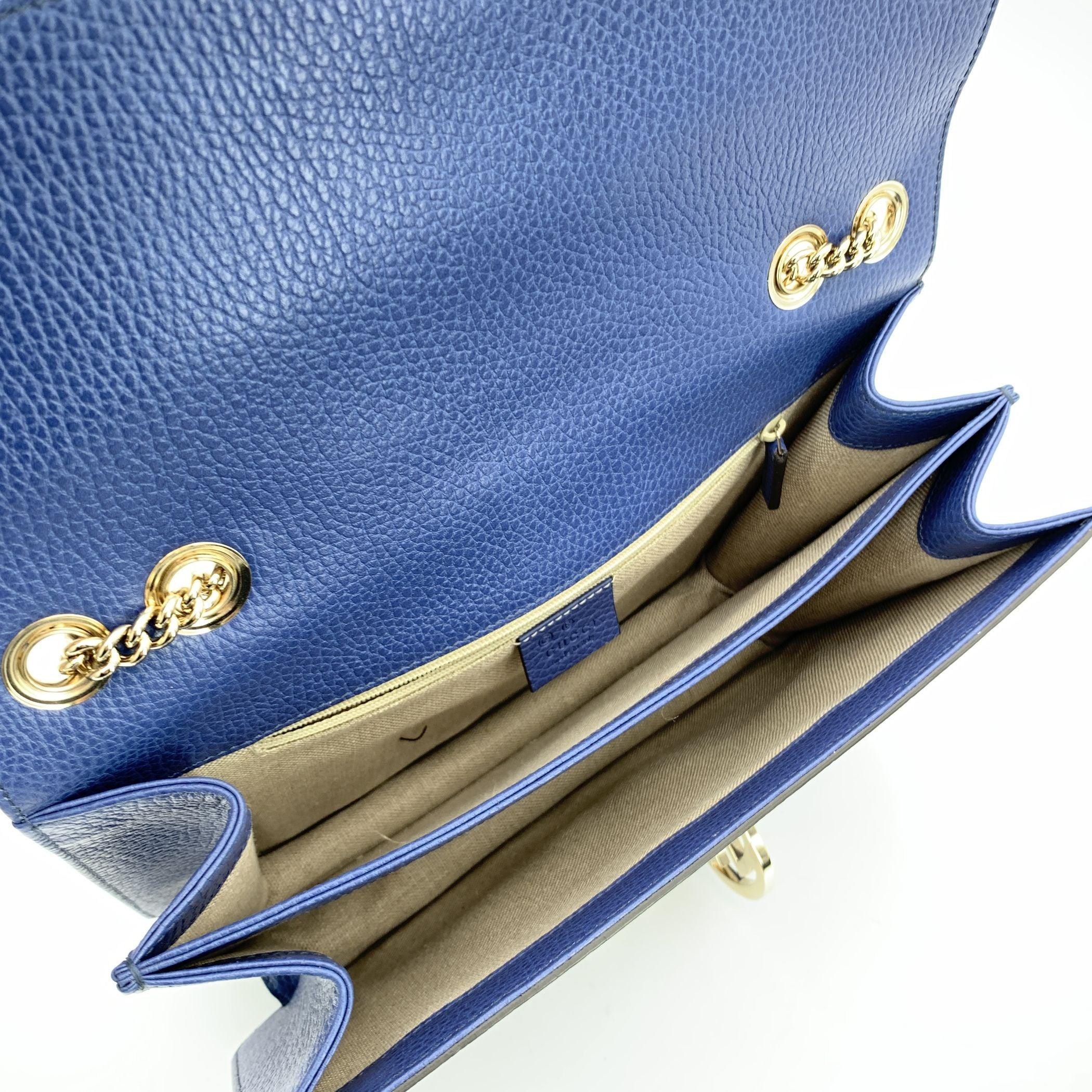 Women's Gucci Blue Leather Dollar GG Interlocking Crossbody Shoulder Bag