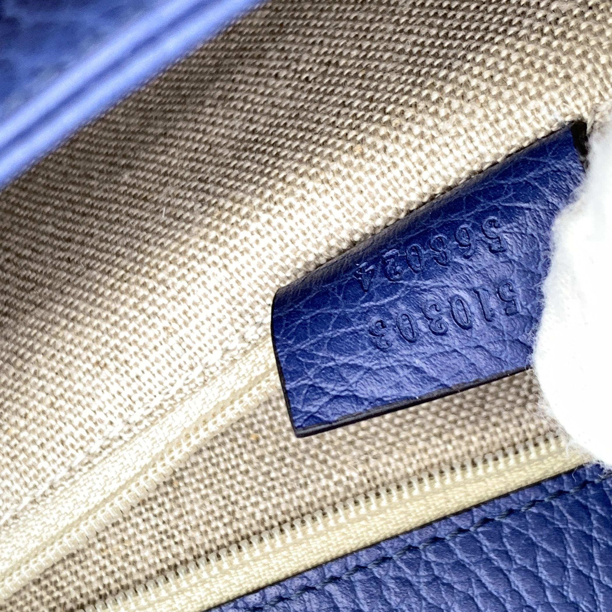 Gucci Blue Leather Dollar GG Interlocking Crossbody Shoulder Bag 2