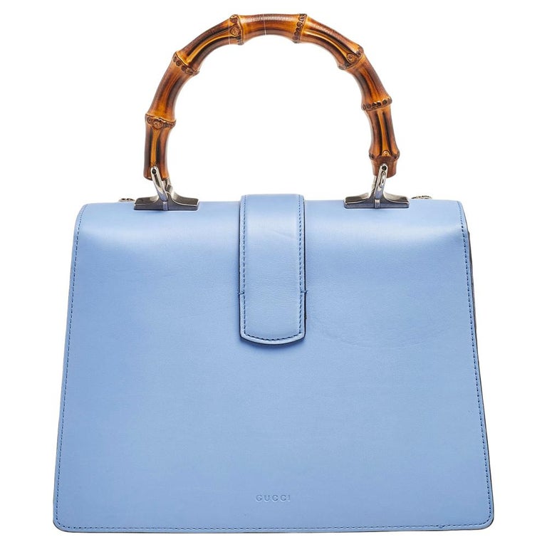 Gucci Blue Leather Embroidered Medium Dionysus Bamboo Top Handle Bag at ...