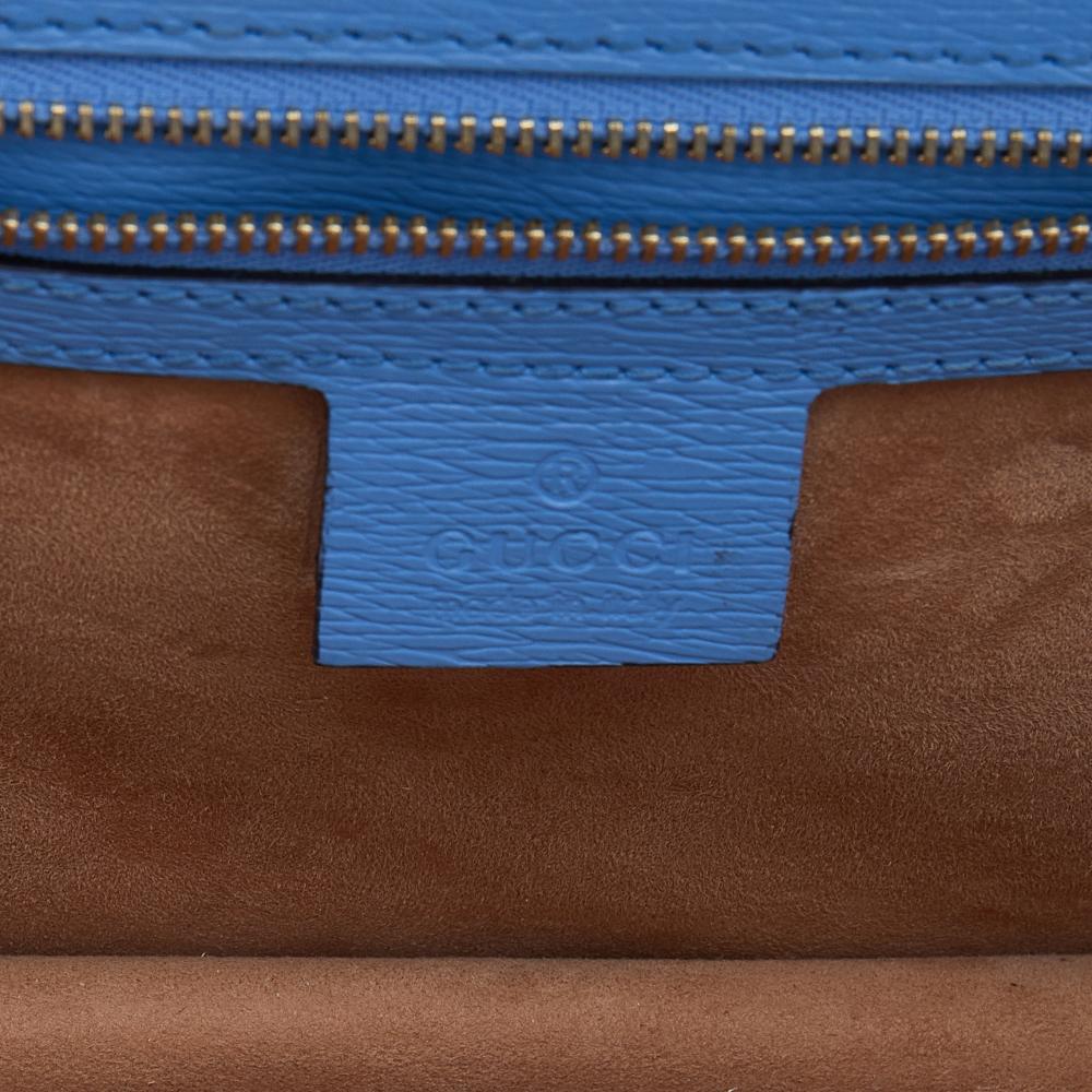 Gucci Blue Leather Floral Print Sylvie Small Shoulder Bag 4