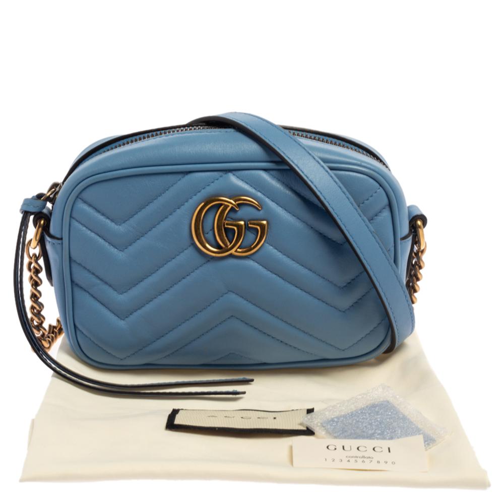 Gucci Blue Leather GG Marmont Camera Crossbody Bag 7