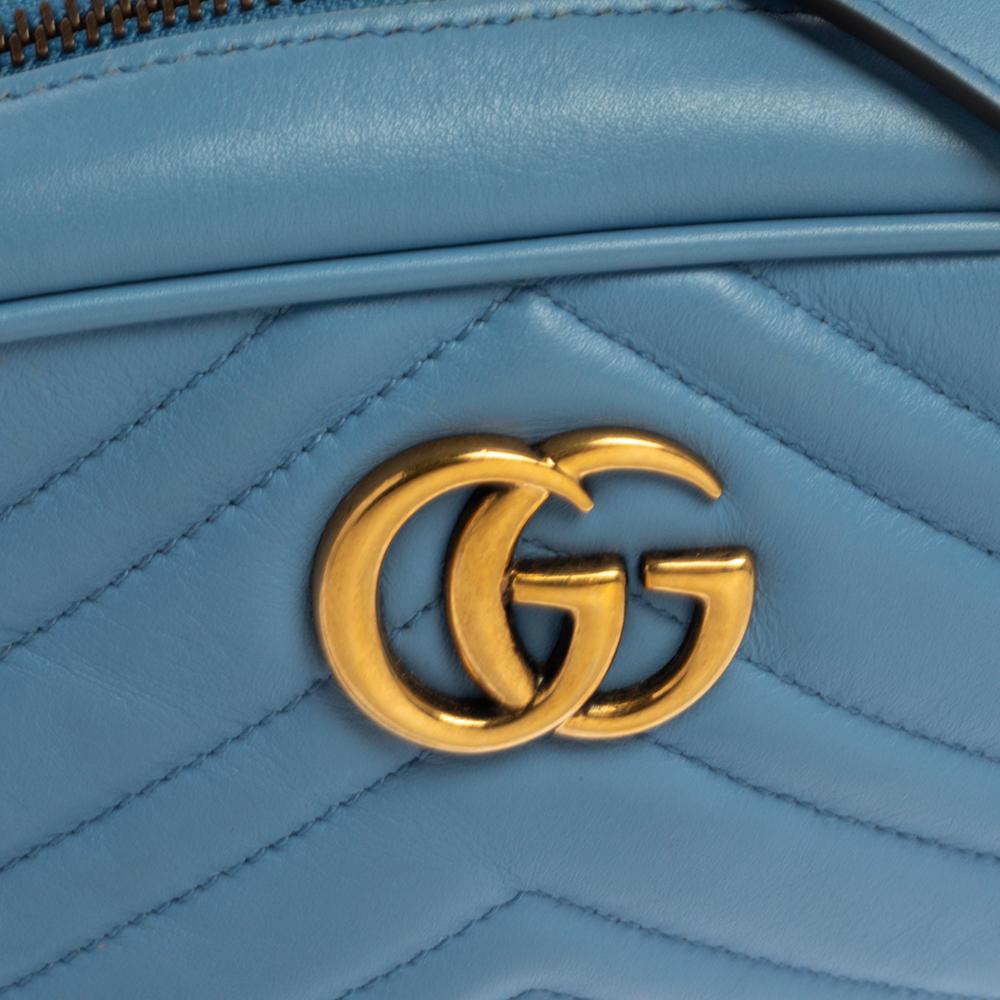 Gucci Blue Leather GG Marmont Camera Crossbody Bag 2