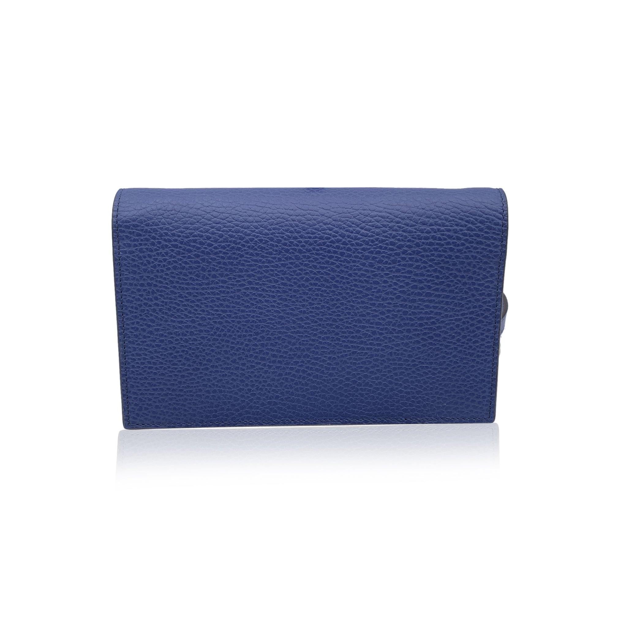Bleu Gucci Portefeuille WOC GG sur chaîne en cuir bleu