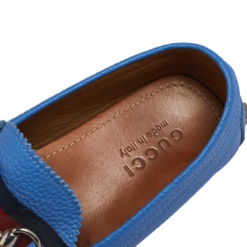 Uomo Gucci Blu  Mocassini in pelle con bordo in rete taglia 40